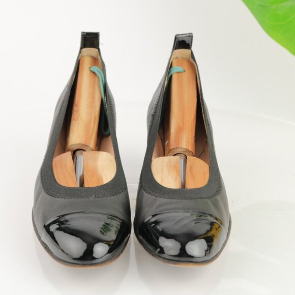 VTG Anyi Lu Womens Pump Size 38.5 8.5 Black Leather Kitten Heel Dress Shoe Comfy - Picture 12 of 12